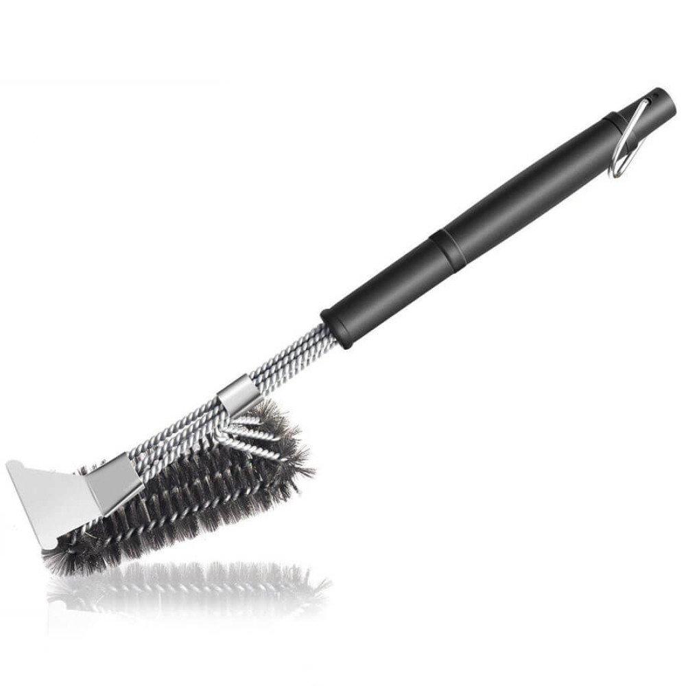 Щетка LoveGrill продольная тройная со шкребком, нержавеющая сталь - 1001032