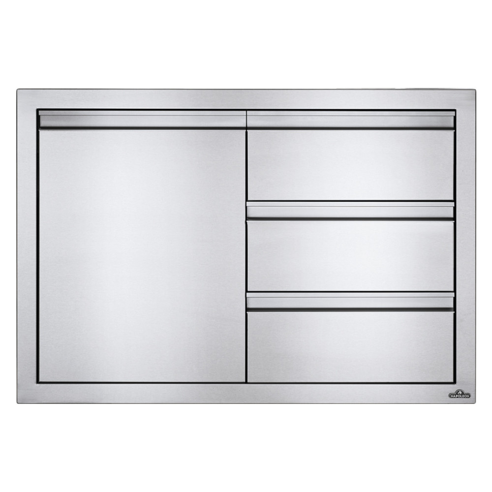 Вбудований елемент з трьома висувними ящиками та відсіком з дверима, малий 91х61 см Napoleon - BI-3624-1D3DR